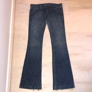 Frankie B Butterfly embroidered blue jeans, size 6